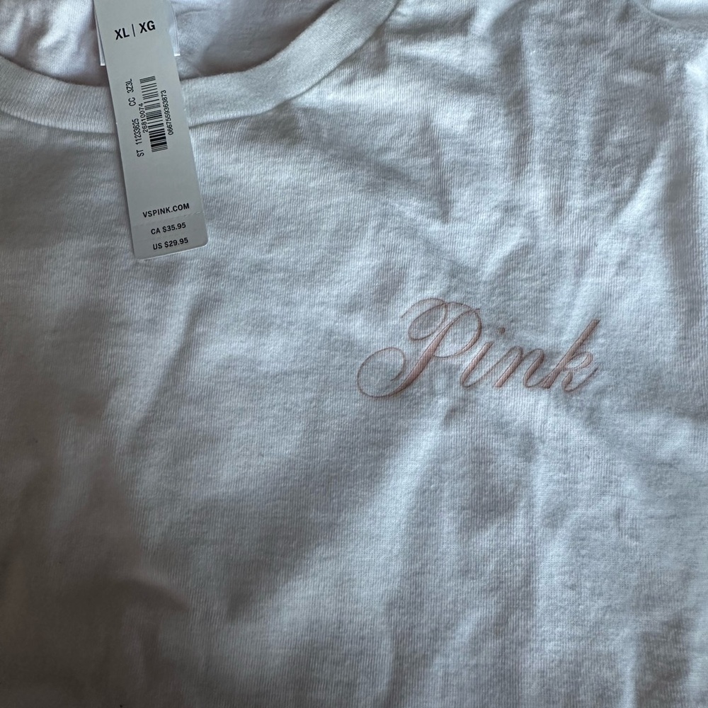 PINK Victoria's Secret White Tee with Pink Logo